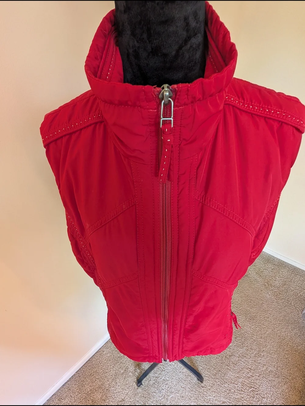 Coldwater Creek Red Quilted Zip Vest